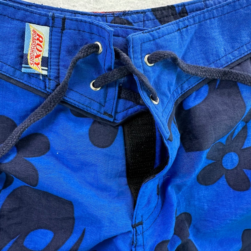 Vintage Roxy Quiksilver Blue Floral Board Shorts Juniors Size 1 Y2K Hibiscus - Picture 6 of 14